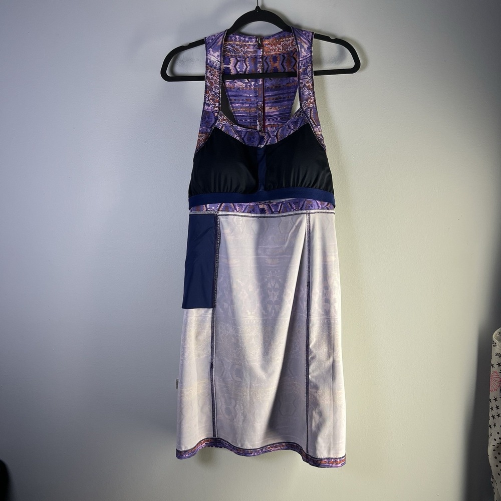 Title Nine Sz 14 Nimblene Arabella Quick Dry Shelf Bra Back Zip Purple Dress Gym - Picture 13 of 16
